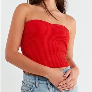 Urban outfitters red ribbed tube top